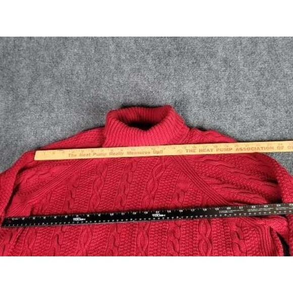 Jeanne Pierre Turtleneck Sweater Women Sz 3XL Cable Knit Maroon Festive Winter - Picture 5 of 7